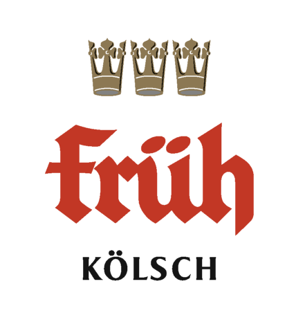 Früh Kölsch Logo - mit Kronen, dem roten Früh Schirftzug und Kölsch in schwarz